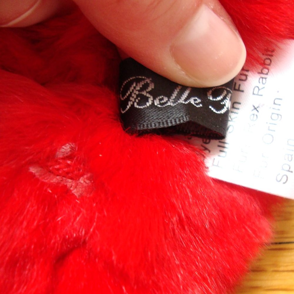 Red Rex Rabbit Fur Scarf/Muffler - Picture 4 of 7